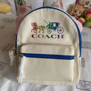 🆕 Coach Leather Rainbow Charlie Backpack Bag